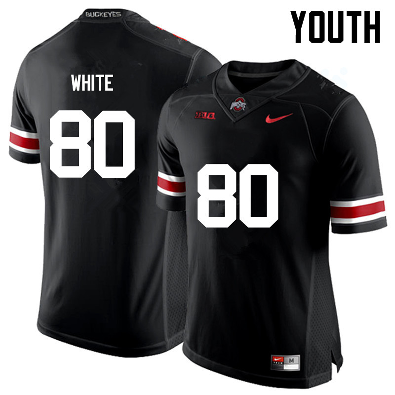 Youth Ohio State Buckeyes #80 Brendon White College Football Jerseys Game-Black